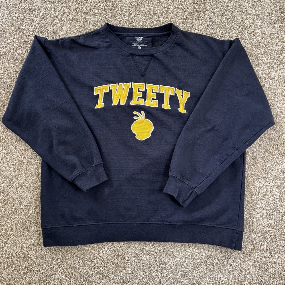 Tweety Bird Six Flags Women's Navy Pullover Size XL